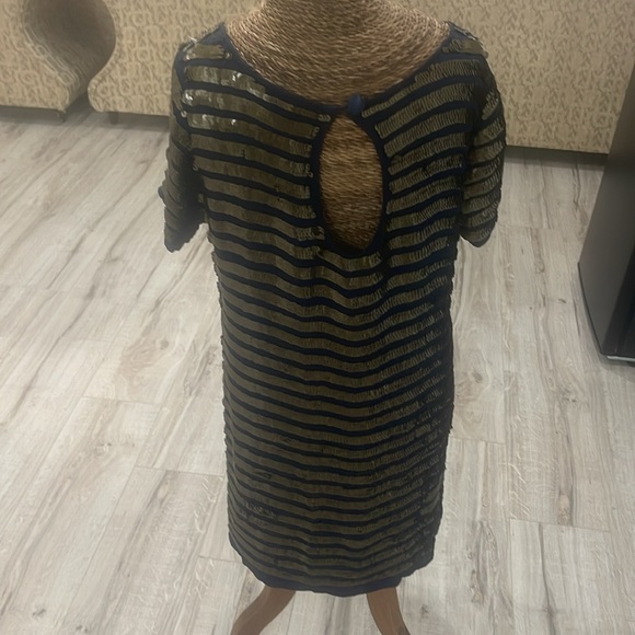 NEW French Connection SERPENT SEQUIN DRESS Womens sz 10 Blue Gold 100% viscose - Picture 6 of 9